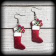 Gothic Santa stocking earrings-Christmas earrings Supply