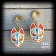 White kitsune gauged earrings-Wood earrings Supply