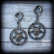 Baphomet gauged earrings-Ear weights Fashion