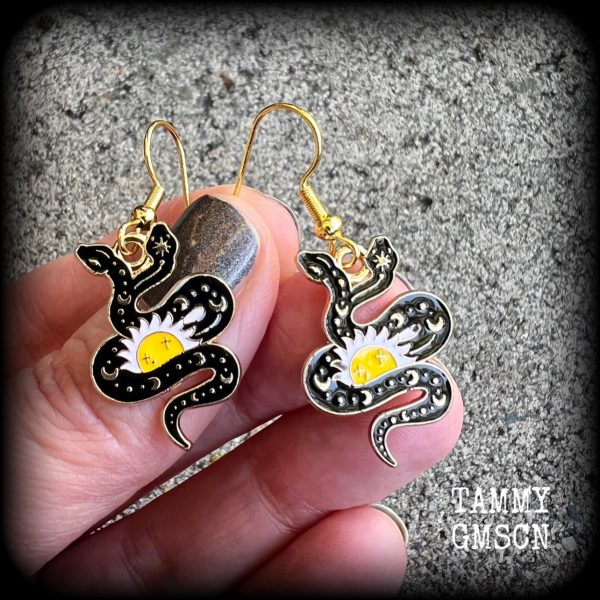 Two headed celestial snake earrings Discount