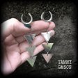 Triple triangle gauged earrings For Sale