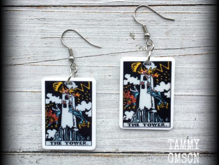 The Tower Tarot card earrings-Tarot jewelry Cheap