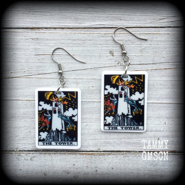 The Tower Tarot card earrings-Tarot jewelry Cheap