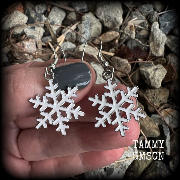 White snowflake earrings-Christmas earrings Fashion