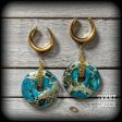 Turquoise ocean jasper ear weights-Gauged earrings Supply