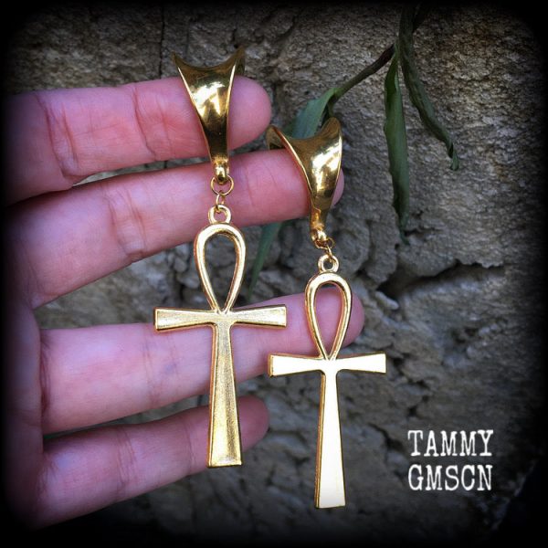 Ankh gauged earrings Online