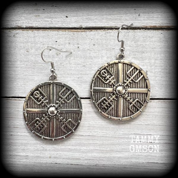 Viking shield earrings-Norse earrings on Sale