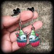 Christmas earrings-Gothic skull cupcake earrings Online