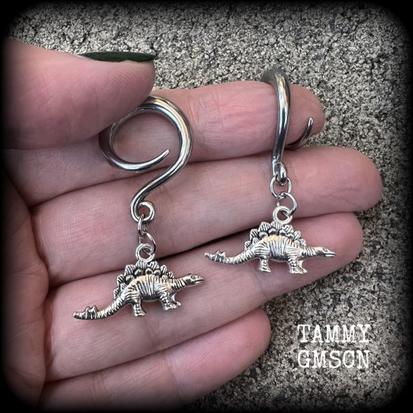 Stegosaurus earrings-Dinosaur gauged earrings Online Hot Sale