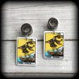 The Fool tarot card tunnel earrings on Sale