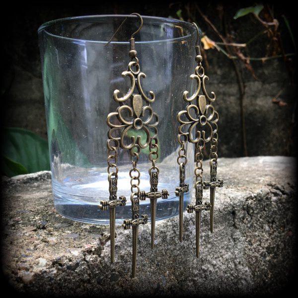 Three of swords earrings Cheap