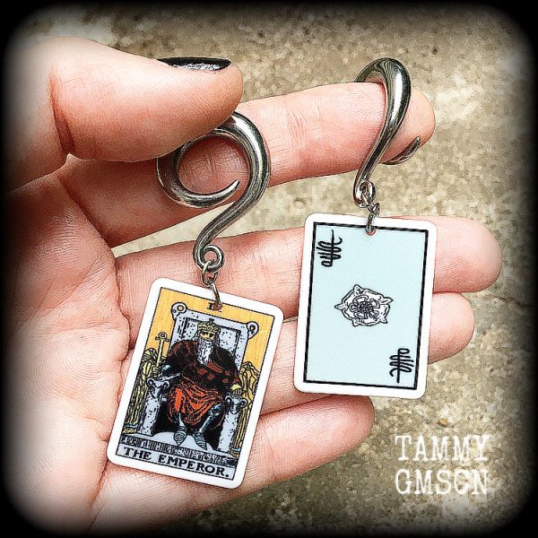 The Emperor tarot card gauged earrings Online now