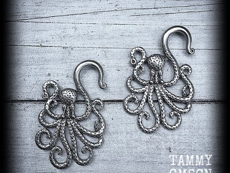 Antique silver octopus ear hangers Sale