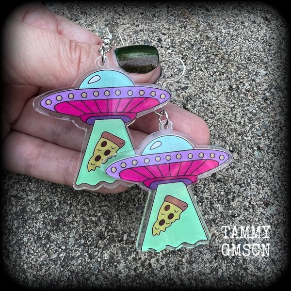 UFO earrings-Pizza abduction earrings Cheap