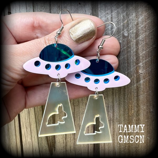 UFO earrings-Rabbit abduction earrings Supply