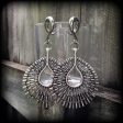 Antique silver Ishtar gauged earrings-Starburst ear weights Cheap