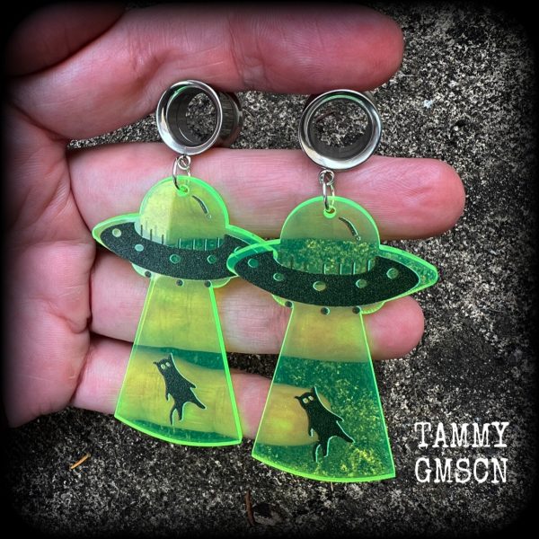 UFO cat abduction tunnel earrings For Discount