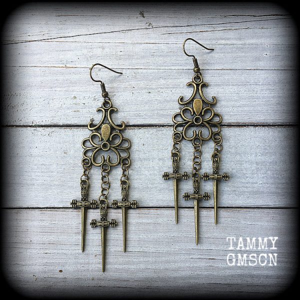 Three of swords earrings Cheap