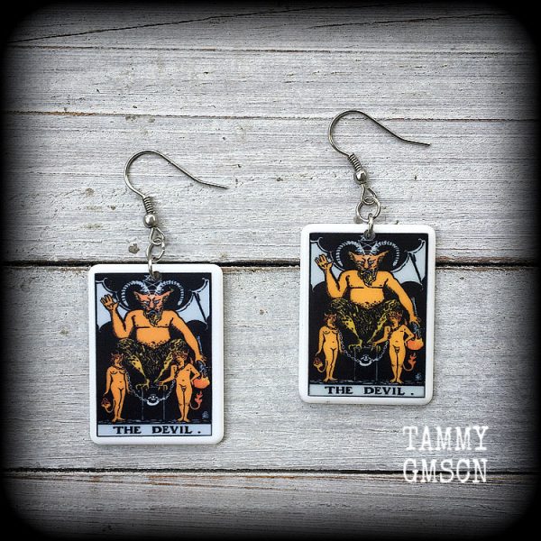 The Devil earrings-Tarot card earrings For Sale