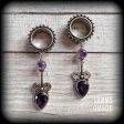 Amethyst tunnel dangles-Ornate tunnels For Discount