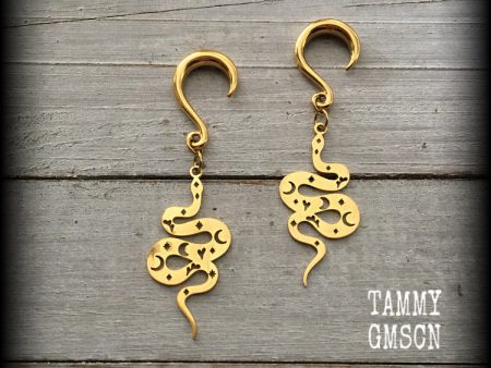 Celestial snake gauged earrings Hot on Sale