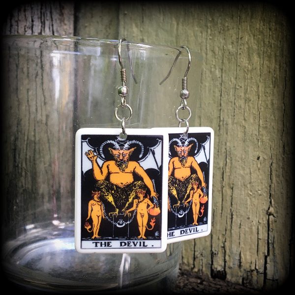 The Devil earrings-Tarot card earrings For Sale