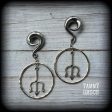 Trident gauged earrings-Neptune earrings on Sale