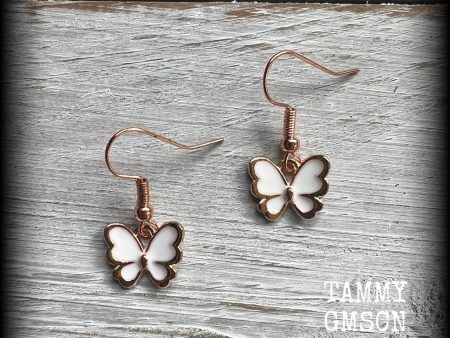 White butterfly earrings Hot on Sale