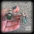 Aventurine insect earrings-Gemstone bugs earrings Hot on Sale