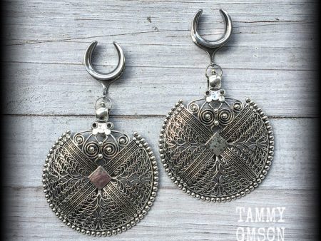 Artemis shield statement gauged earrings For Sale