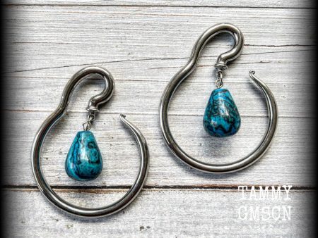 Blue lace agate ear hangers-Round hangers Hot on Sale