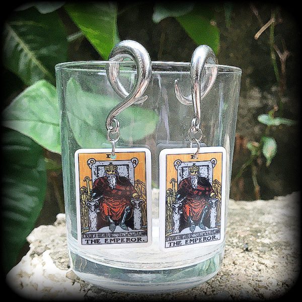 The Emperor tarot card gauged earrings Online now