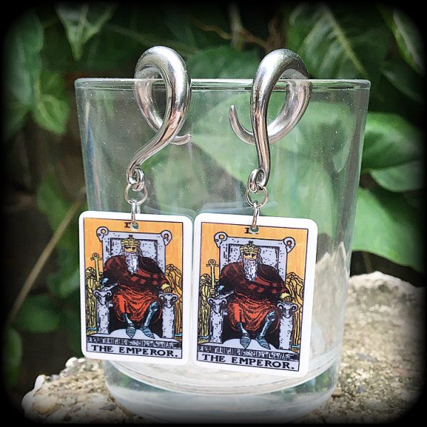 The Emperor tarot card gauged earrings Online now