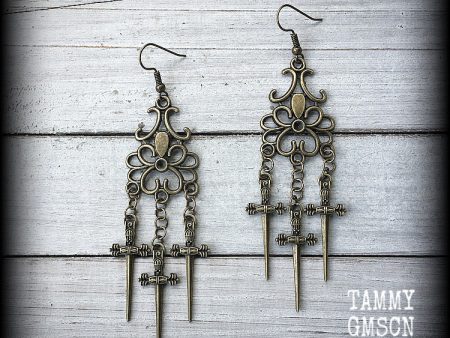 Three of swords earrings Cheap