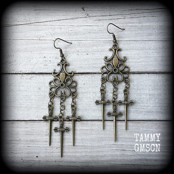 Three of swords earrings Cheap