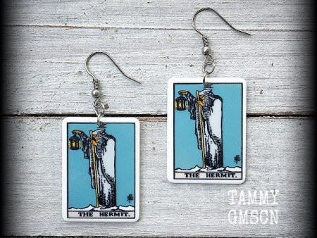 The Hermit-Tarot card earrings-Occult jewelry For Cheap