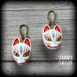 White kitsune earrings-Japanese earrings on Sale