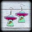 UFO earrings-Pizza abduction earrings Cheap