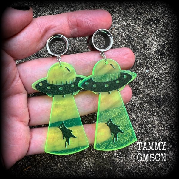 UFO cat abduction tunnel earrings For Discount