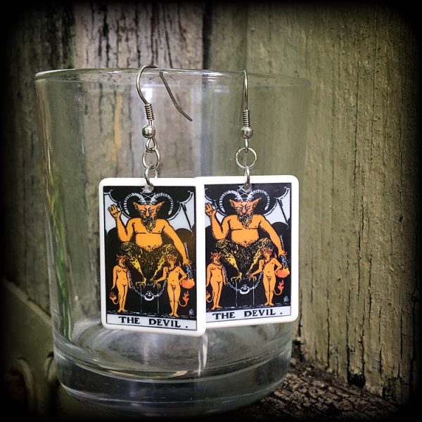 The Devil earrings-Tarot card earrings For Sale