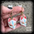 White kitsune earrings-Japanese earrings on Sale